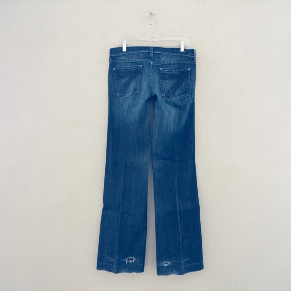 7 For All Mankind Dojo Jeans Low Rise Flare Western Y2K Dark Denim Blue 30 - Picture 6 of 16